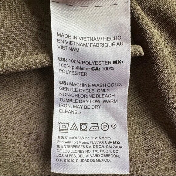 Chico's | Women's Short Dolman Sleeve Fall Olive Green Blouse Top - Picture 7 of 7